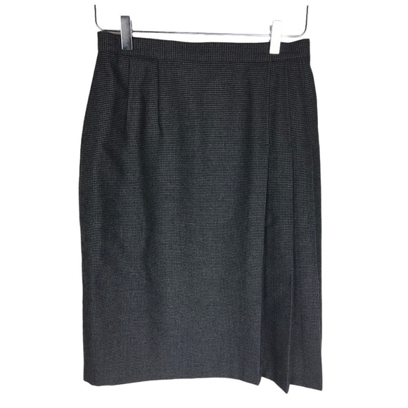 Amber Stone Pleated Houndstooth Wool Pencil Skirt - Picture 3 of 4
